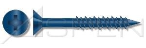 (1500pcs) 1/4 X 2-1/4 Phillips Flat Head Concrete Screws, Bulk/Wholesale Carton - Blue - Ships Free in USA