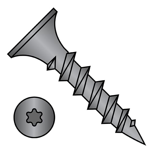 #10 x 1 1/4' Coarse Drywall Screws/Six-Lobe (Torx) / Bugle Head/Steel/Black Phos / 2000 Pc. Carton
