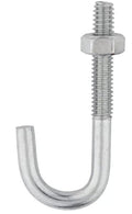 1/4' x 2-5/16', Zinc Plated Steel J Bolt with Hex Nut - Pack of (100)