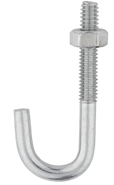 1/4' x 2-5/16', Zinc Plated Steel J Bolt with Hex Nut - Pack of (100)