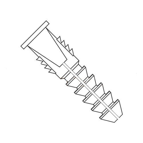 #8 - #10 Tapered and Ribbed Plastic Anchors/Nylon/Natural/for Use with #8 or #10 Screws/Range of Length: 1' - 1 1/4' / Drill Size: 1/4' (Carton: 3,000 pcs)
