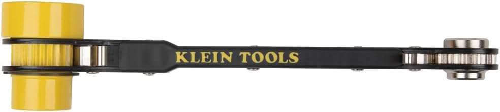 KLEIN TOOLS KT155HD Heavy-Duty 6-In-1 Lineman's Ratcheting Wrench with Bolt Through Design and Bright Yellow Socket