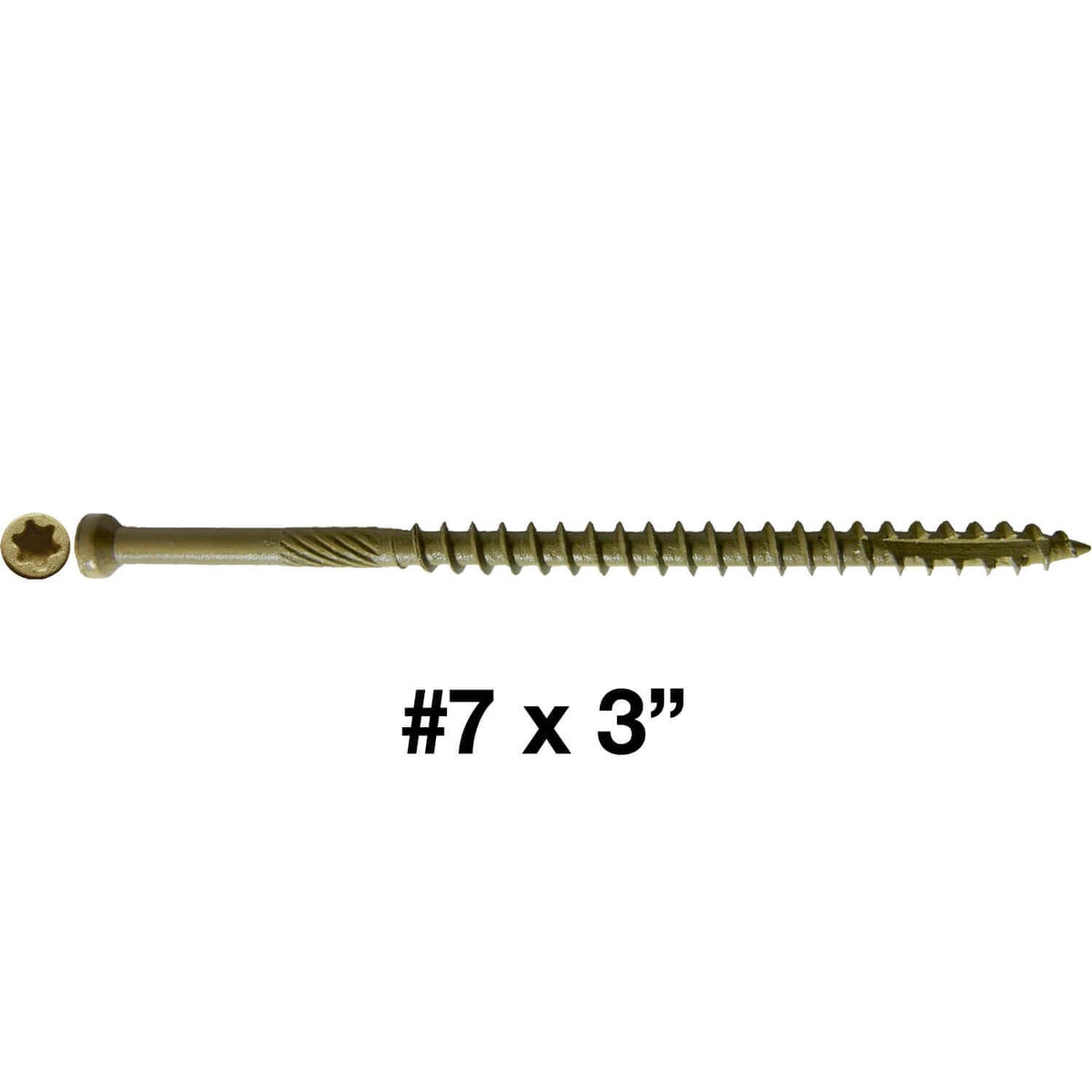 Jake Sales #7 x 3 Bronze Coated Multipurpose Wood Screw Torx/Star Tiny Finish Head (Full Box - 2500 Screws) Exterior Coated - ACQ Compatible Wood Screws