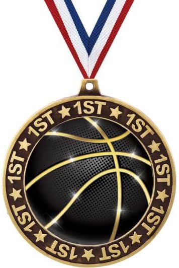 Crown Awards Basketball Shadow Medal Award, 2.75' 1st Place Gold Trophy Medal