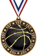 Crown Awards Basketball Shadow Medal Award, 2.75' 1st Place Gold Trophy Medal