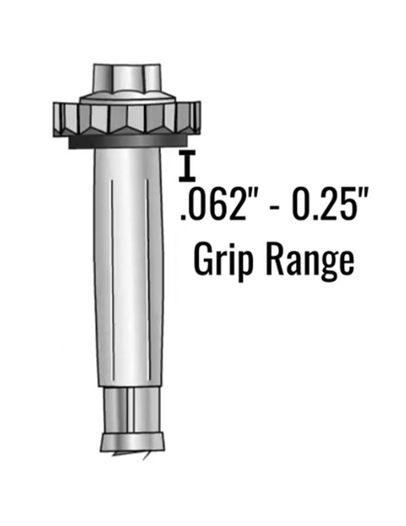 Elco EJZ100 / DFSEZJ100 Fab-Lok Fastener Carbon Steel Screw .062'-.250' Grip - 200 Pieces