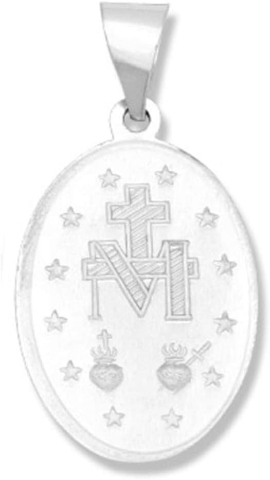 14k Yellow Gold and White Gold Polished Miraculous Virgin Mary Double Sided Pendant Medal Necklaces