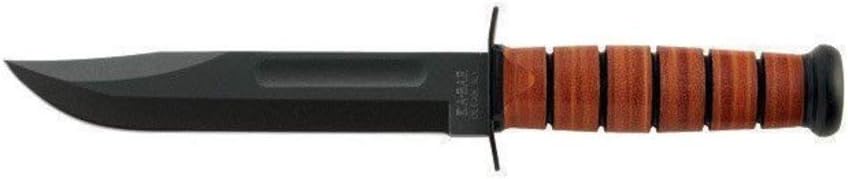 KA-BAR 1220 US Army Straight Edge Fighting/Utility Knife with Leather Sheath, Beige, 7' Blade