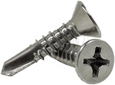 #12-14 x 1 1/4' Self Drilling Screws, Steel, Zinc Plating, Flat Head, Phillips Drive, #3 Point (Quantity: 2500 pcs)