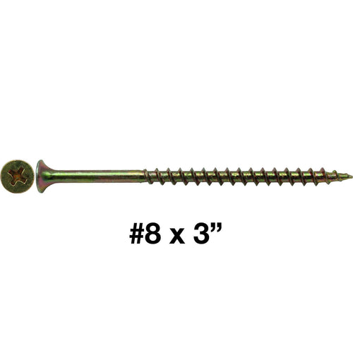 #8 x 3 Yellow ZINC COARSE Thread Drywall, Gypsum Board, Sheet Rock, Plasterboard Screws. CASE Qty 9 Boxes 4,275 Screws