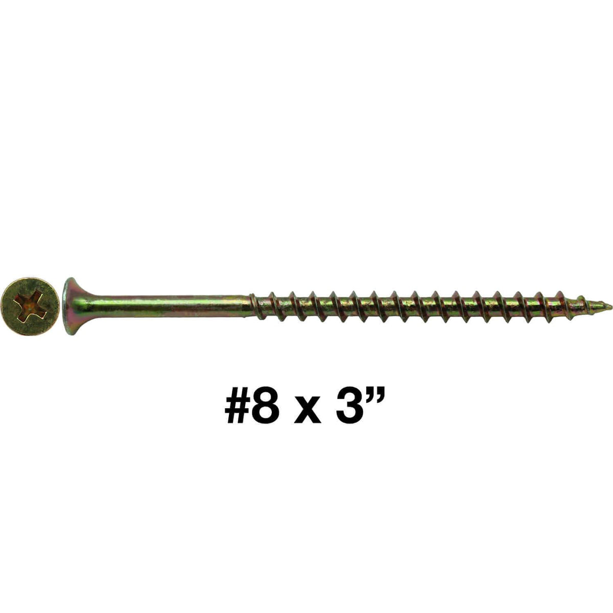 #8 x 3 Yellow ZINC COARSE Thread Drywall, Gypsum Board, Sheet Rock, Plasterboard Screws. CASE Qty 42 Boxes 2,982 Screws