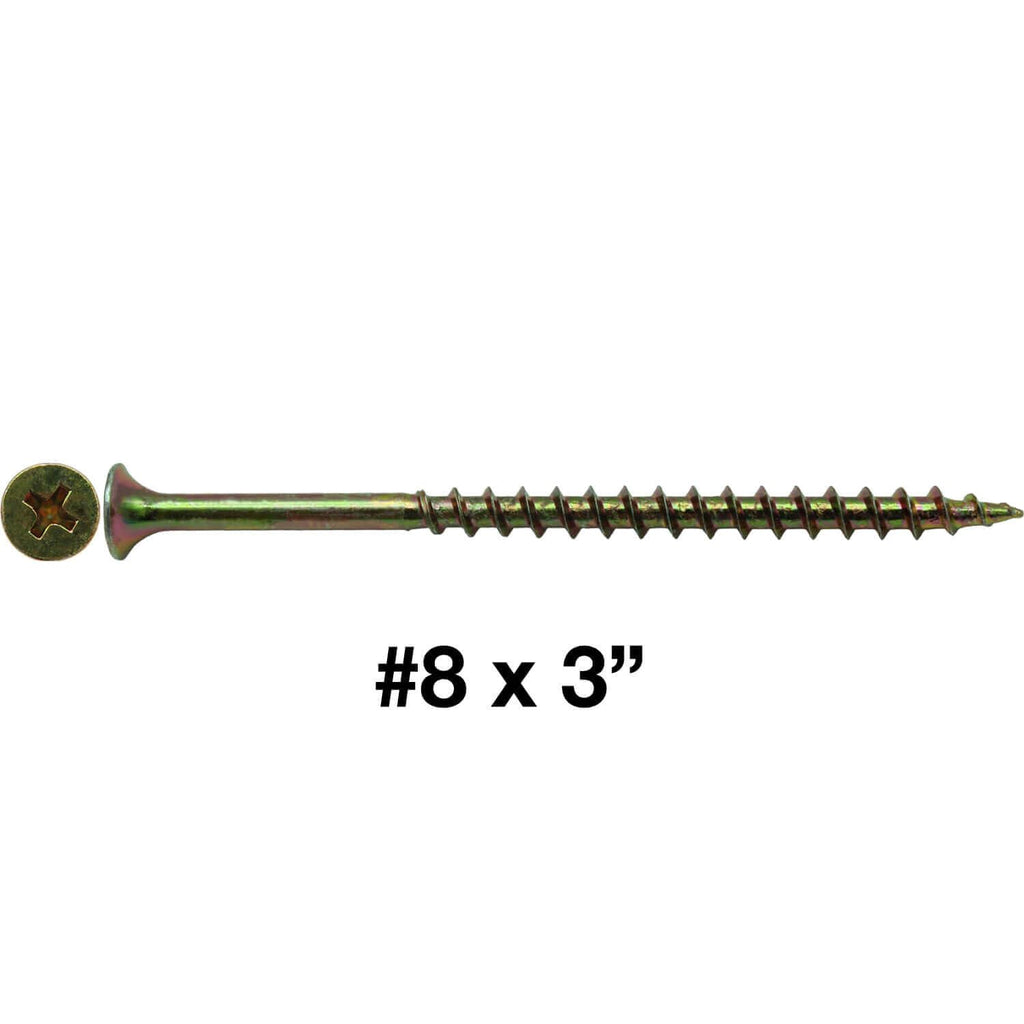 Drywall Screws: Yellow ZINC #8 x 3 COARSE Thread Drywall, Gypsum Board, Sheetrock, Plasterboard Screws. Use for Low Cost, All Purpose Wood Screws (22 POUNDS 2,000 Approx. Screw Count)
