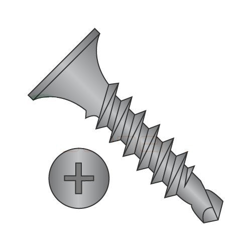 #10 x 1 1/4' Self-Drilling Drywall Screws/Phillips/Bugle Head/Steel/Black Phos (Carton: 2,000 pcs)
