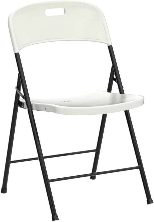 Creative Plastic Folding Chairs (4 Pack) - Portable Lightweight Folding Chairs for Indoor and Outdoor Steel Frame Used for Events, Party, Garden, Camping, Picnic, Tailgating (White)