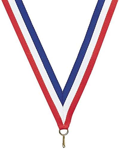 Basketball Medals (Pack of 100) Gold with Neck Red White & Blue Ribbons Award NS