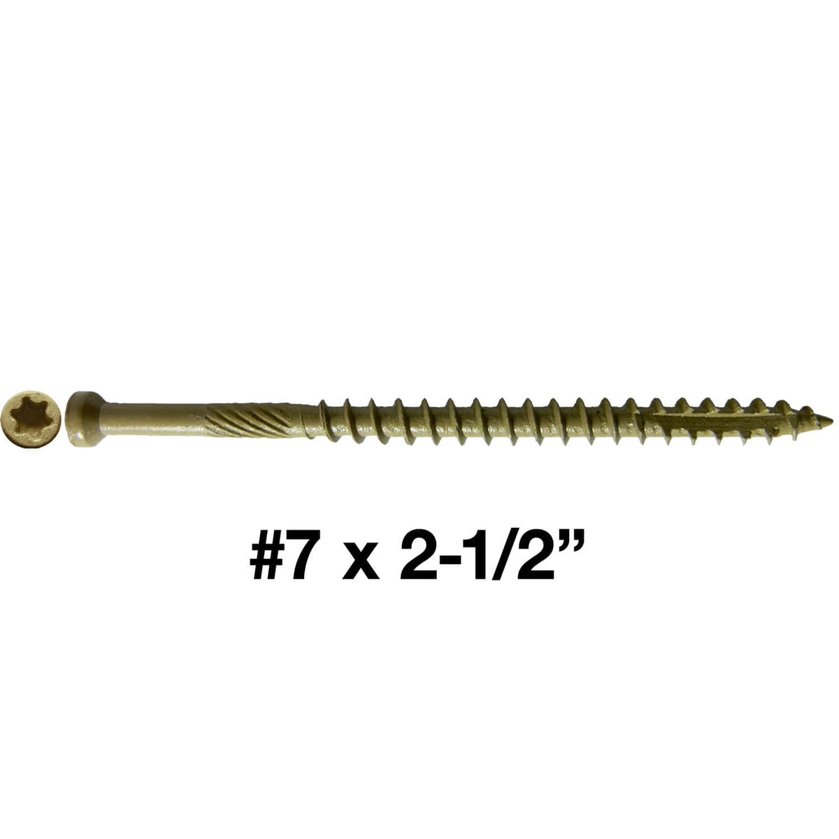 Jake Sales #7 x 2-1/2' Bronze Coated Multipurpose Wood Screw Torx/Star Tiny Finish Head (Full Box - 3000 Screws) Exterior Coated - ACQ Compatible Wood Screws