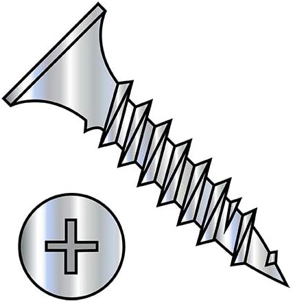 6-18X1 1/4 Phillips Bugle Head Fine Thread Drywall Screw Sharp Point Zinc (Pack Qty 8,000) BC-0620YPGZ by Shorpioen