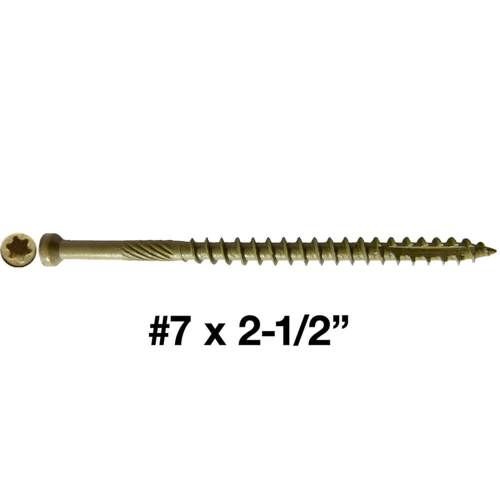 7 x 2-1/2' Bronze Coated Tiny Finish Head Multipurpose Wood Screw - Torx/Star - ACQ Compatible 5 POUNDS CASE 6,345 Screws