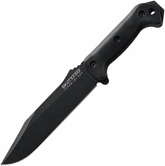 KA-BAR BK7 Becker Combat Utility Fixed Blade Knife 7' Clip Point 1095 Cro-Van Black Powder Coat Blade Zytel Handle Black