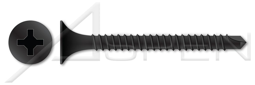 (3000 pcs) #8 X 2, Drywall Screws, Self-Drilling Point, Bugle Phillips Drive, Fine Thread, Steel, Black Phosphate
