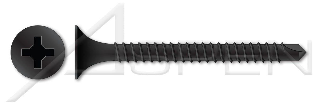 (2000 pcs) #8 X 3, Drywall Screws, Self-Drilling Point, Bugle Phillips Drive, Fine Thread, Steel, Black Phosphate