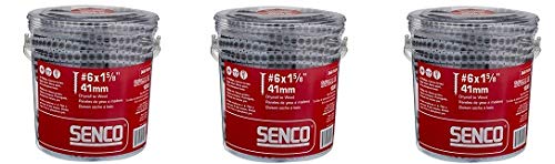 Senco 06A162P DuraSpin Number 6 by 1-5/8-Inch Drywall to Wood Collated Screw (1,000 per Box) (3-(Pack))