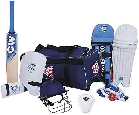 CW Academy Cricket Match Set Training Cricket Set Outdoor Game Set for Cricket Play Unisex Cricket Kits Junior Cricket Set with Large Wheels Kit Bag Right Hand Batting Set