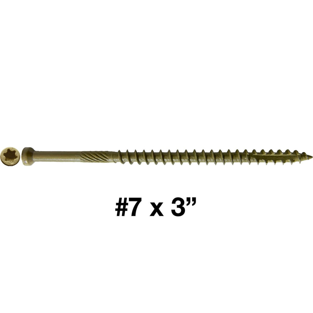 #7 x 3 Bronze Coated Tiny Finish Head Multipurpose Wood Screw - Torx/Star - ACQ Compatible 5 POUNDS CASE 5,310 Screws