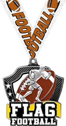 Flag Football Medals - 2.25' Silver Flag Football Team Medal Awards Prime