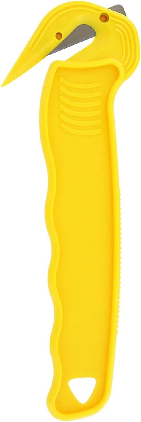 Thornton's Office Supplies Disposable Film Cutter, Sharp & Durable Steel Blade, Safe and Efficient Cutting Design for Shrink Wrap, Stretch Wrap, Tape, and Plastic Straps, Yellow (100)