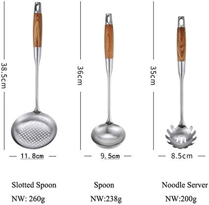 6Pcs/Set Wood Handle Stainless Steel Cooking Tool Sets Spoon Pasta Server Kitchenware Utensil Accessory Cookware