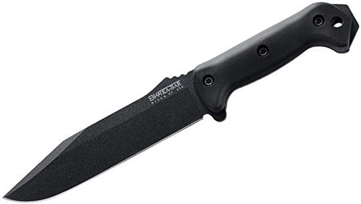 KA-BAR BK7 Becker Combat Utility Fixed Blade Knife 7' Clip Point 1095 Cro-Van Black Powder Coat Blade Zytel Handle Black
