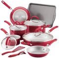 Rachael Ray Create Delicious 13pc Aluminum Nonstick Cookware Set Red