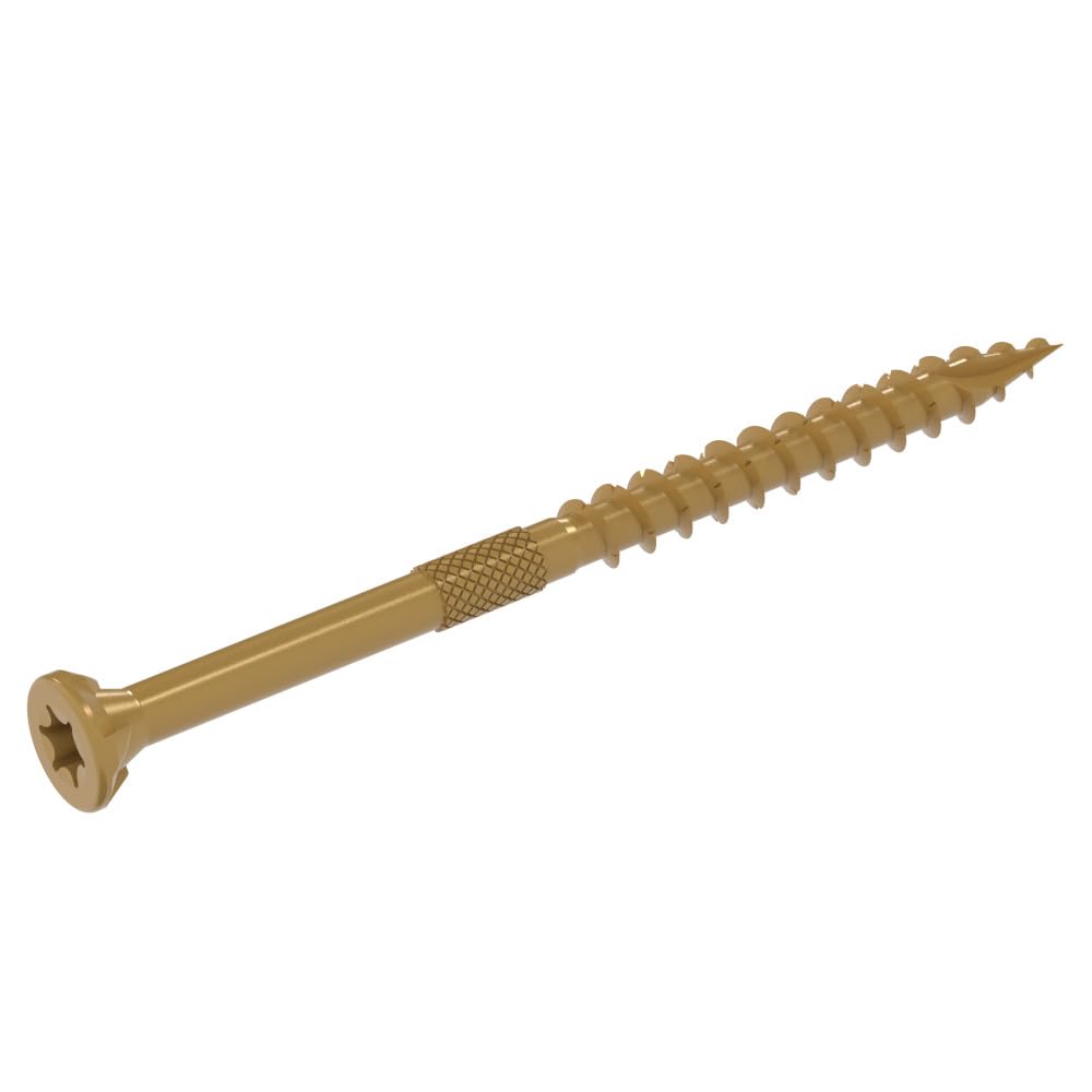 Grip-Rite DeckForce Exterior Wood Screws for Decks and Fences - Nano Coated - T-17 Autopilot Tip - Tan Deck Screws - #10 x 3-25 Lb Bucket - GRDF3STTBK