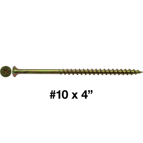 #10 x 4 Yellow ZINC COARSE Thread Drywall, Gypsum Board, Sheet Rock, Plasterboard Screws. CASE Qty 9 Boxes 999 Screws
