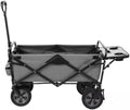 Collapsible Outdoor Utility Wagon with Folding Table and Drink Holders, Gray