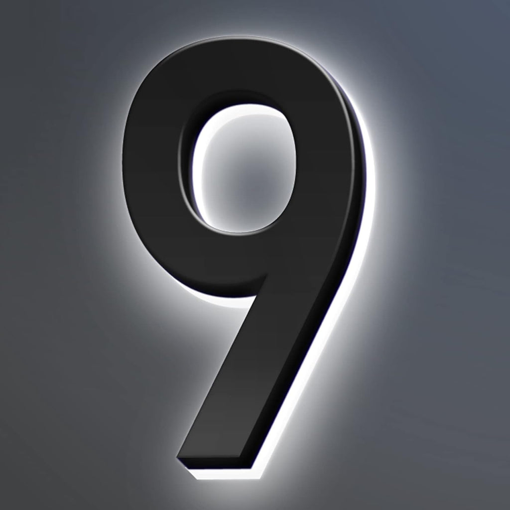 Stainless Steel Modern Backlit LED Illuminated Home Address Number,Illuminated Address Sign Plaque House Numbers LED Lighted, Light Up House Numbers,16 Inch/400mm,B