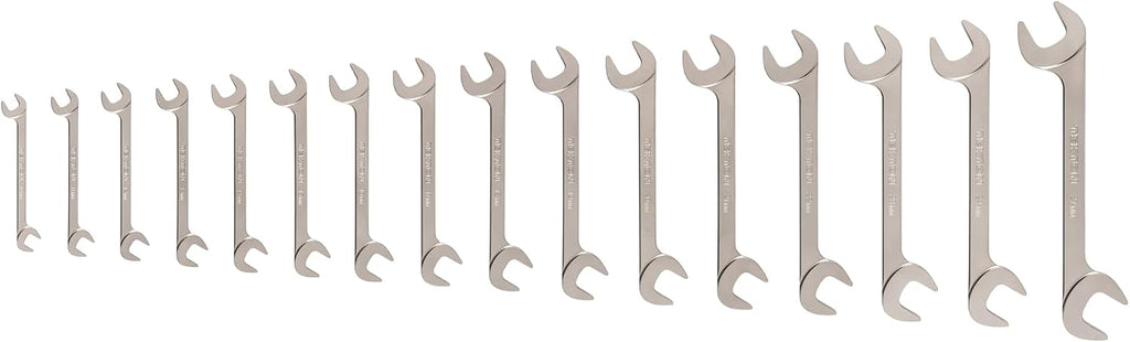TEKTON Angle Head Open End Wrench Set, 16-Piece (10-27 mm) | WAE92002 | Made in USA