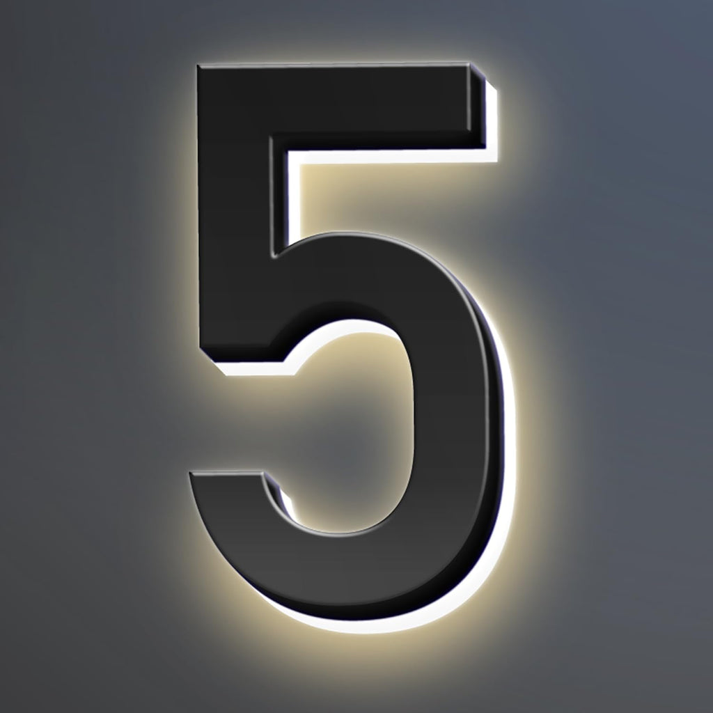 18 Inch Backlit LED Illuminated Home Address Numbers Modern Lighted Up House Numbers Stainless Steel Hand-Polished Waterproof For House Address Signs,5