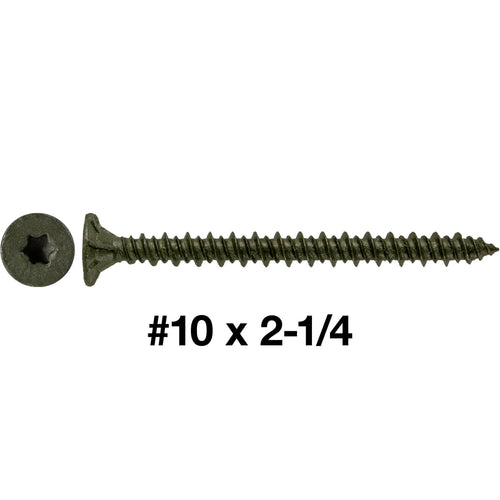 10x2-1/4 Sharp Point Torx/Star Head Screws for Fastening Cement Backer/Board/Tile- Torx/Star - T-25 Head - CASE Qty 42 Boxes 3,990 Screws