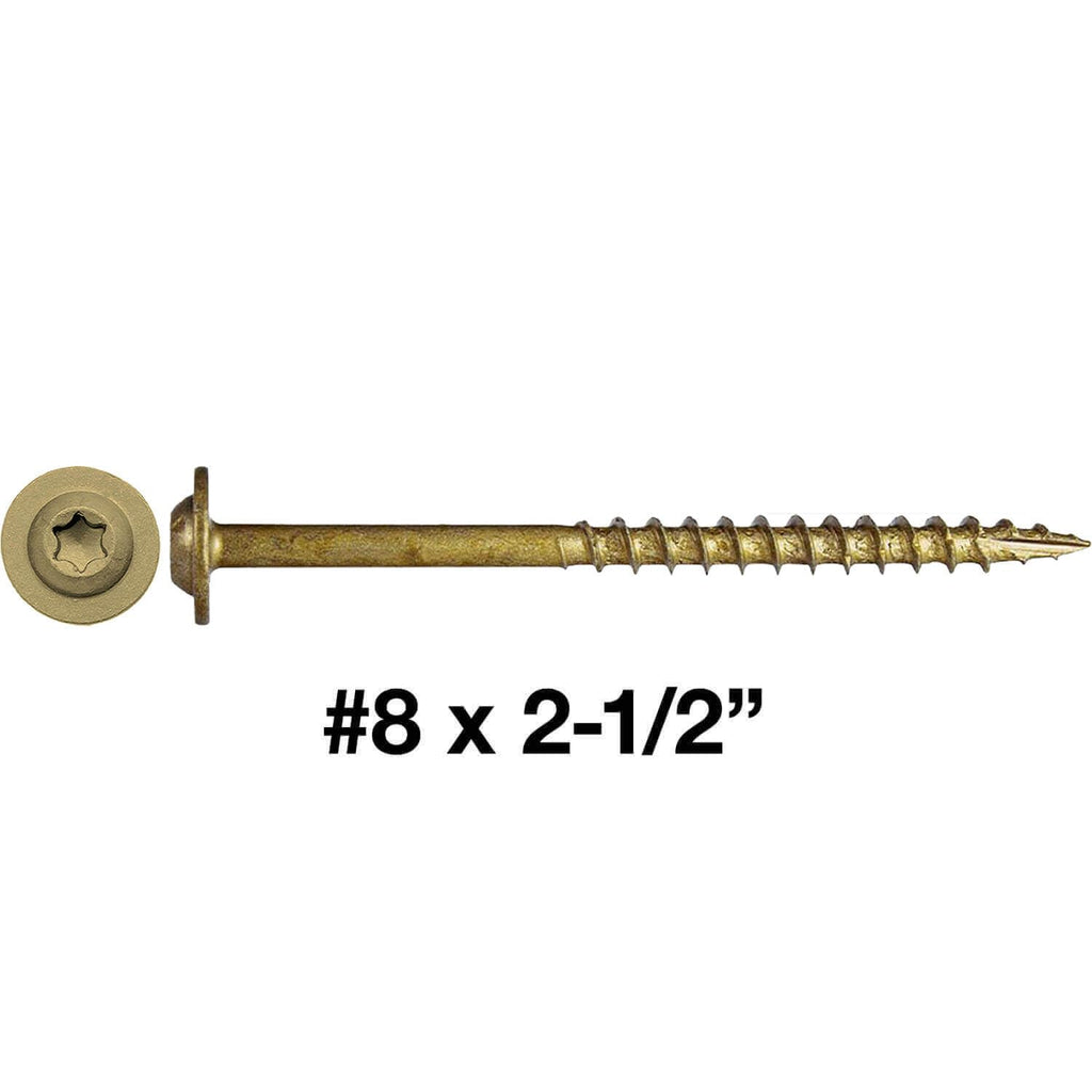 8 x 2-1/2' Bronze Star Multipurpose Torx/Star Drive Head Exterior Coated Modified Truss Head Cabinet Wood Screw - CASE Qty 42 Boxes 4,704 Screws