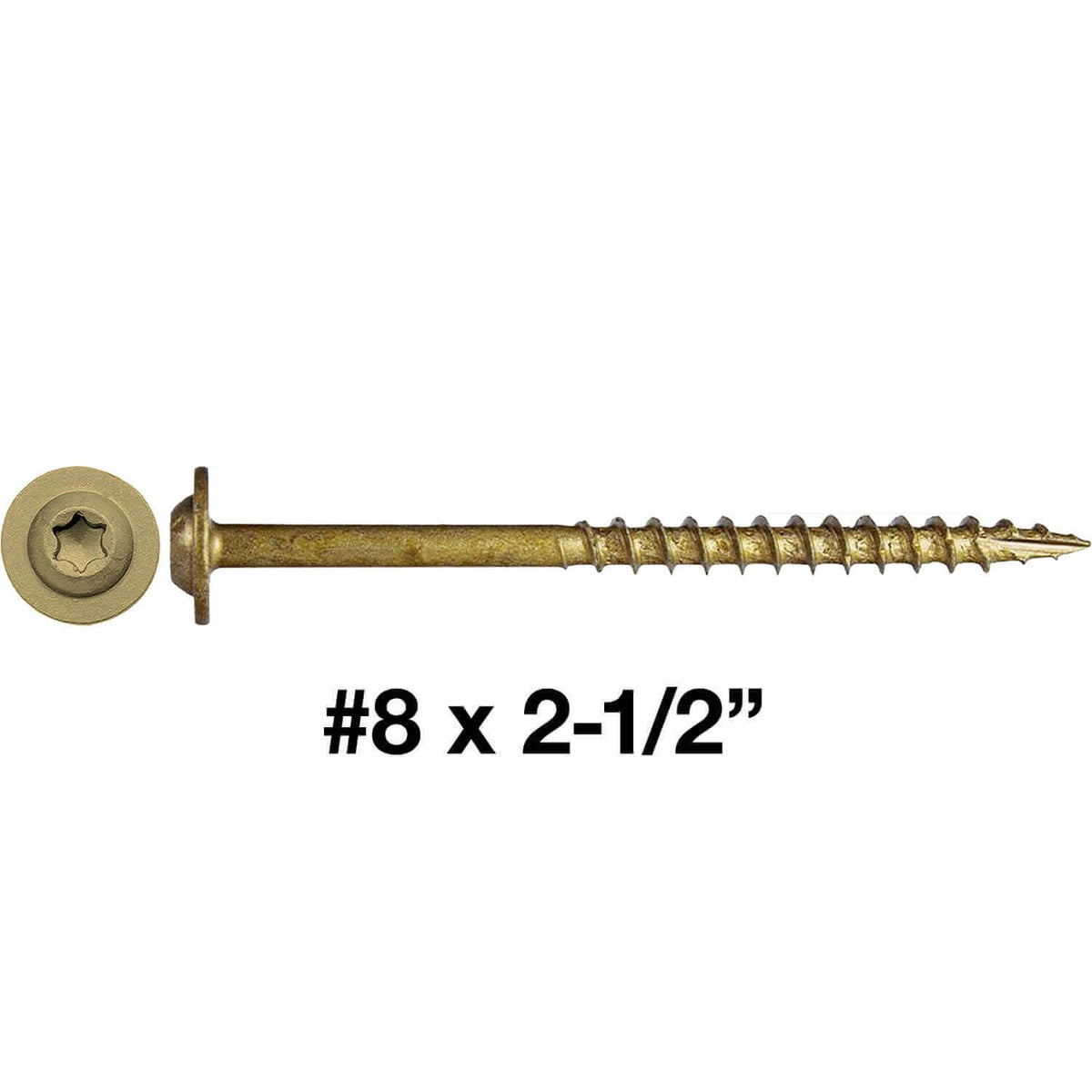 8 x 2-1/2' Bronze Star Multipurpose Torx/Star Drive Head Exterior Coated Modified Truss Head Cabinet Wood Screw - CASE Qty 42 Boxes 4,704 Screws