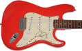 GARY CLARK JR SIGNED AUTOGRAPH FULL SIZE RED FENDER STRATOCASTER ELECTRIC GUITAR C W/ JAMES SPENCE JSA AUTHENTICATION - WORRY NO MORE, 110, BLAK AND BLU, THE STORY OF SONNY BOY SLIM, THIS LAND, VERY RARE