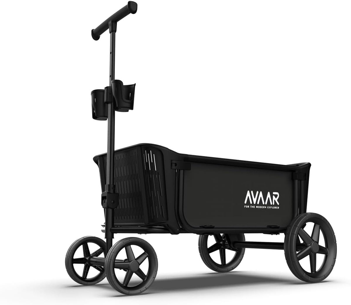 Go Anywhere 400lbs Large Capacity Collapsible Wagon Cart,Folding Utility Heavy Duty,All Terrain Big Wheels for Garden Camping Sports Outdoor Shopping, Black