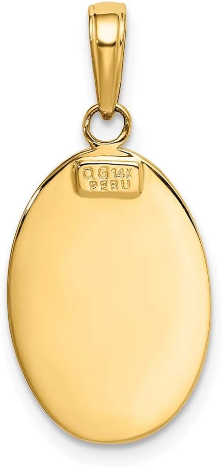 DEWBERRY Real 14K Yellow or White Gold Polished Solid Saint Christopher Medal Oval Pendant |Unisex Womens Men's Religious St. Christopher Medals | Round St. Christopher Protect Us Pendants & Charms