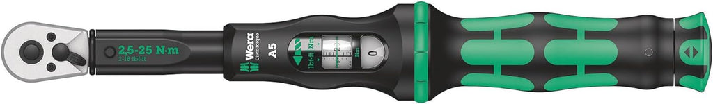 WERA 05075604001 Click-Torque A 5 Torque Wrench with Reversible Ratchet, 2.5-25 Nm, 1/4' x 2.5-25 Nm