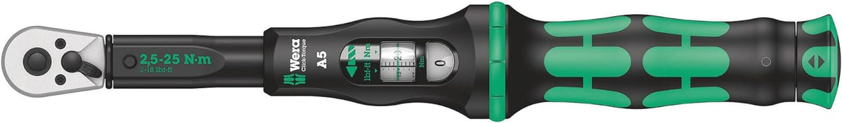 WERA 05075604001 Click-Torque A 5 Torque Wrench with Reversible Ratchet, 2.5-25 Nm, 1/4' x 2.5-25 Nm