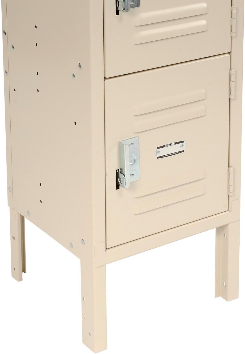 Global Industrial One-Wide Six-Tier Locker with Padlock Hasp, 12' W x 15' D x 78' H, 6 Doors, 12'x15'x12' Compartment Size, 16 Gauge Steel Construction, Unassembled, Tan