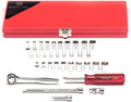 Wright Tool 224 1/4 Inch Drive 25 Piece Metal Box Set 6 Point Standard And Metric Deep Socket Ratchet Spinner Universal Extensions Made in USA Wright Drive 2.0