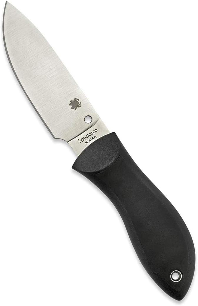 Spyderco Moran Drop Point Fixed Blade Knife with 3.92' VG-10 Stainless Steel Blade and Premium Custom-Molded Boltaron Sheath - PlainEdge - FB02P